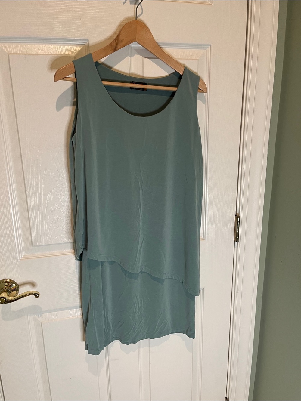 Layered Sleeveless Camisole Dress in Sage Green
